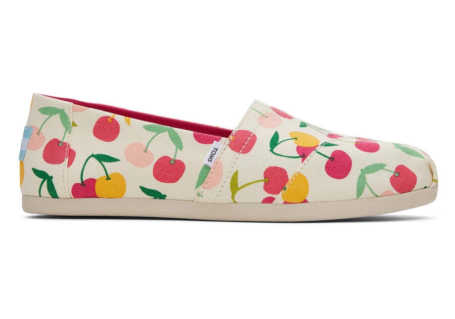 Toms Alpargata Cherries スリップオン レディース ベージュ | Toms アウトレット店舗 07BAVGQKR