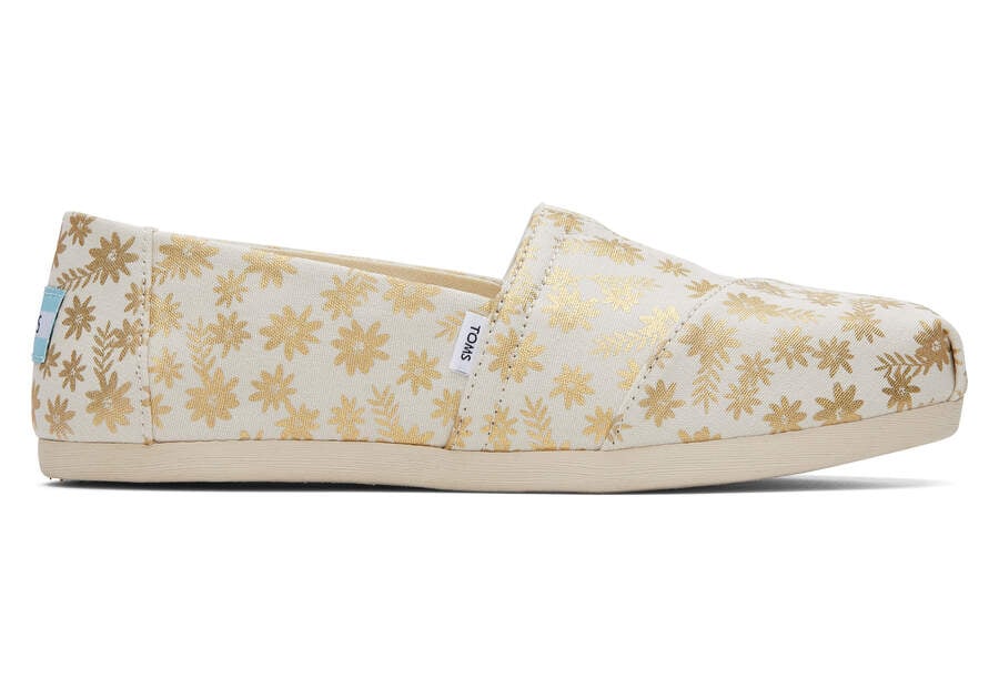 Toms Alpargata Floral Blooms スリップオン レディース ゴールド | Toms アウトレット店舗 98HOKDTCL