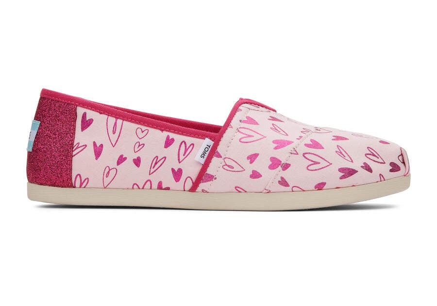 Toms Alpargata Foil Hearts スリップオン レディース ピンク | Toms アウトレット店舗 35HYWSQNF