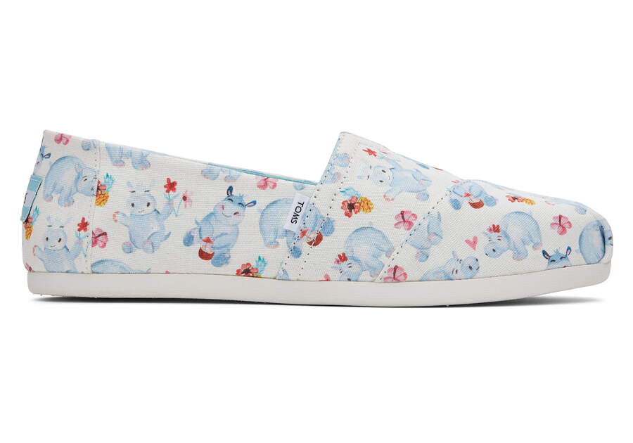 Toms Alpargata Hippos スリップオン レディース 白 | Toms アウトレット店舗 12POTSZNB