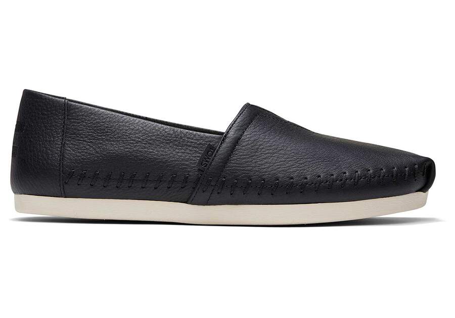 Toms Alpargata Leather スリップオン レディース 黒 | Toms アウトレット店舗 64MRBAXVK