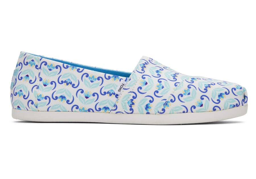 Toms Alpargata Mediterranean Flowers スリップオン レディース 青 ネイビー | Toms アウトレット店舗 54IMNCPDB