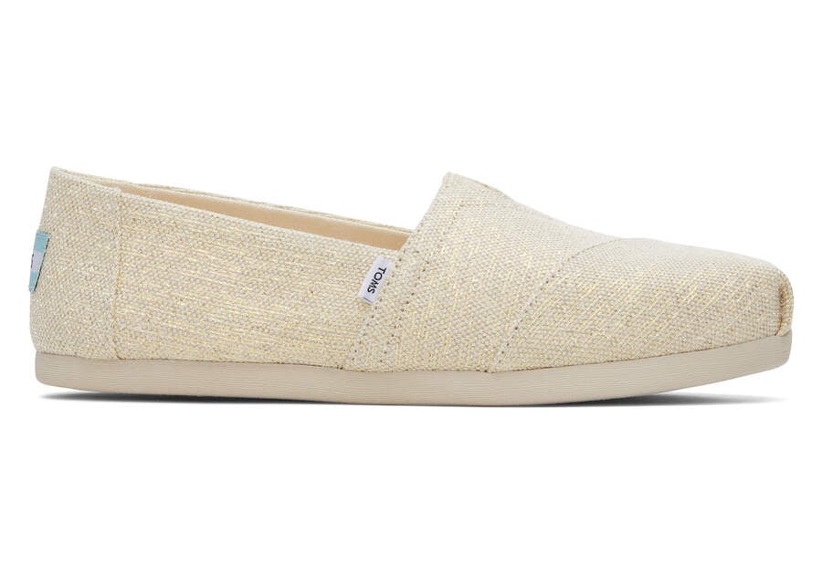 Toms Alpargata Metallic Linen スリップオン レディース メタリック ベージュ | Toms アウトレット店舗 39RDJVESC