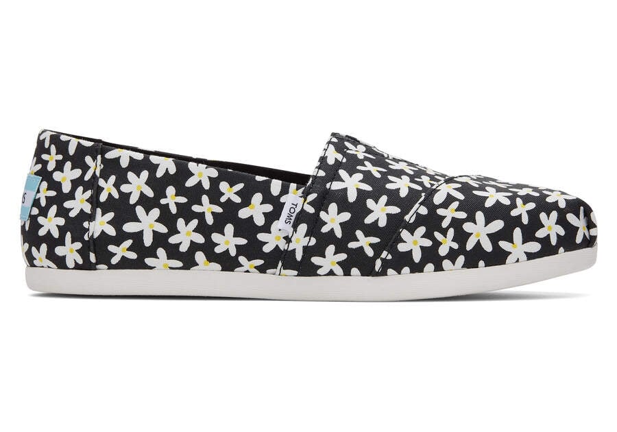 Toms Alpargata Sun Daises スリップオン レディース 黒 オレンジ | Toms アウトレット店舗 16SPIYDQZ