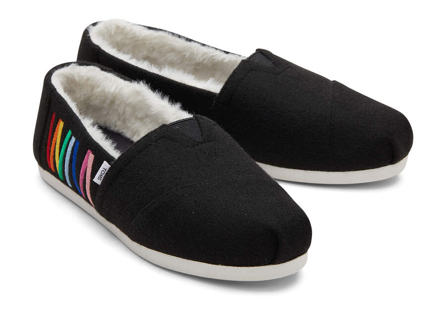 Toms Alpargata Unity Rainbow スリップオン レディース 黒 | Toms アウトレット店舗 60RHMFNOZ