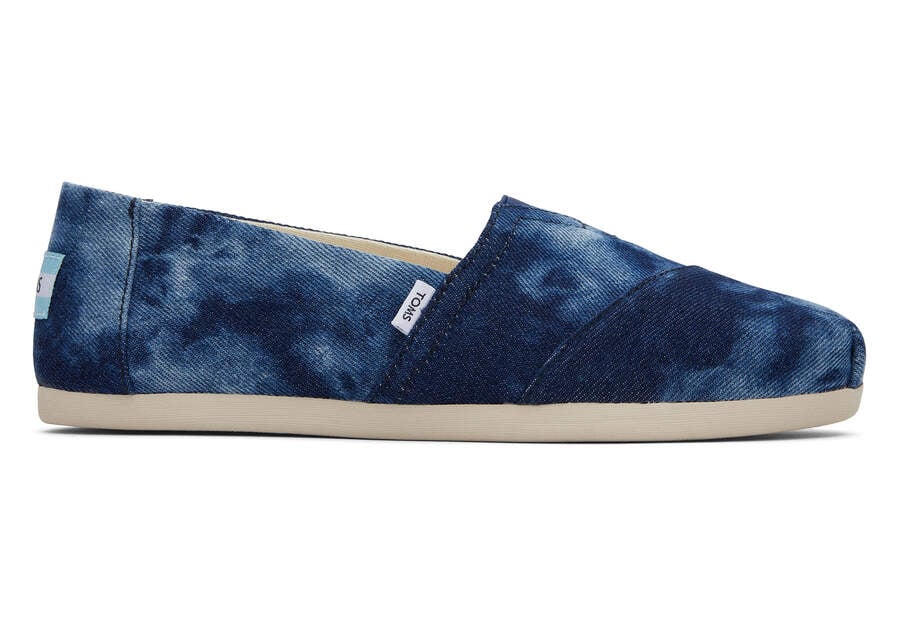 Toms Alpargata Washed Denim スリップオン レディース ネイビー 青 | Toms アウトレット店舗 09PVHEKIZ