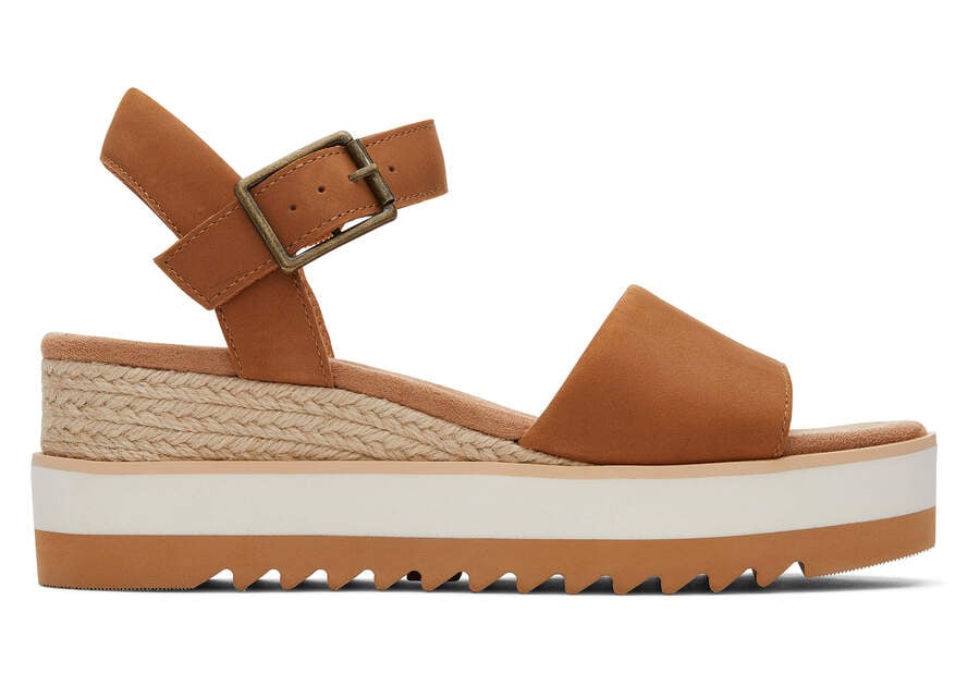 Toms Diana Leather ウェッジサンダル レディース ブラウン | Toms アウトレット店舗 28YZUIVHJ