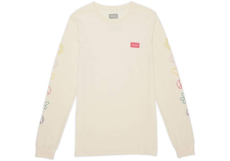 Toms Icon Long Sleeve Tシャツ メンズ ベージュ | Toms アウトレット店舗 76HEGDXMU