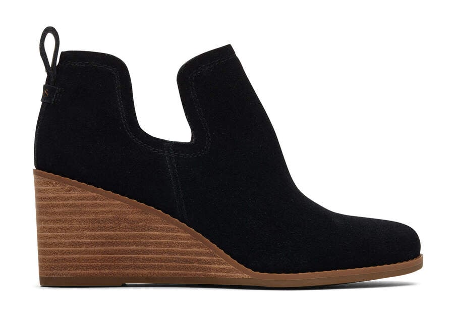 Toms Kallie Wedge Wide Width ブーティ レディース 黒 | Toms アウトレット店舗 65WMTFZHI