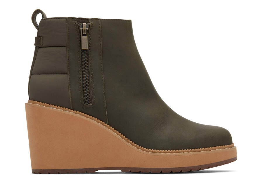 Toms Raven Boot レザーブーツ レディース オリーブ | Toms アウトレット店舗 86ZNVBLDH