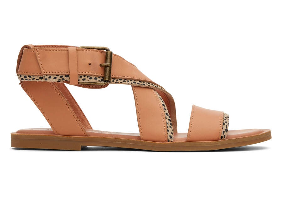 Toms Sidney レザーサンダル レディース ベージュ | Toms アウトレット店舗 01OSXVFNG