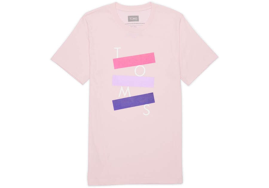 Toms Stacked Logo Short Sleeve Tシャツ メンズ ピンク | Toms アウトレット店舗 29EMAYDRW