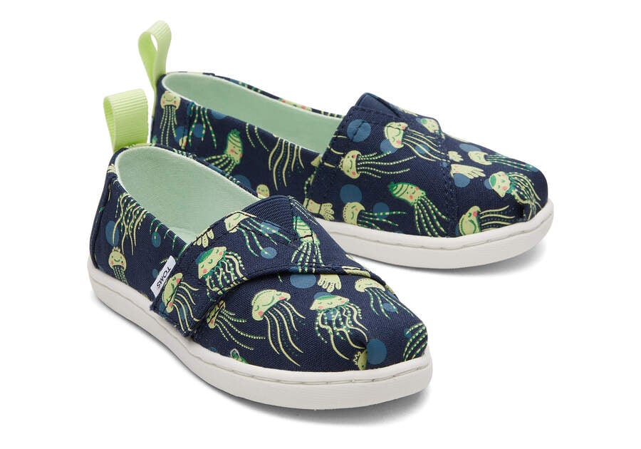 Toms Tiny Alpargata Glow In The Dark Jellyfish スリップオン キッズ ネイビー | Toms アウトレット店舗 65IVNMURH