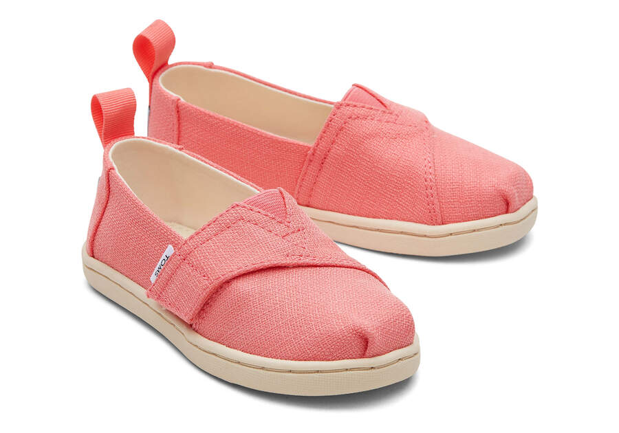Toms Tiny Alpargata Refibra Tencel Textured Woven スリップオン キッズ コーラル 色 | Toms アウトレット店舗 12JBPXKND