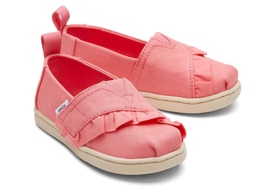 Toms Tiny Alpargata Ruffle スリップオン キッズ ピンク | Toms アウトレット店舗 45FWLZQXJ