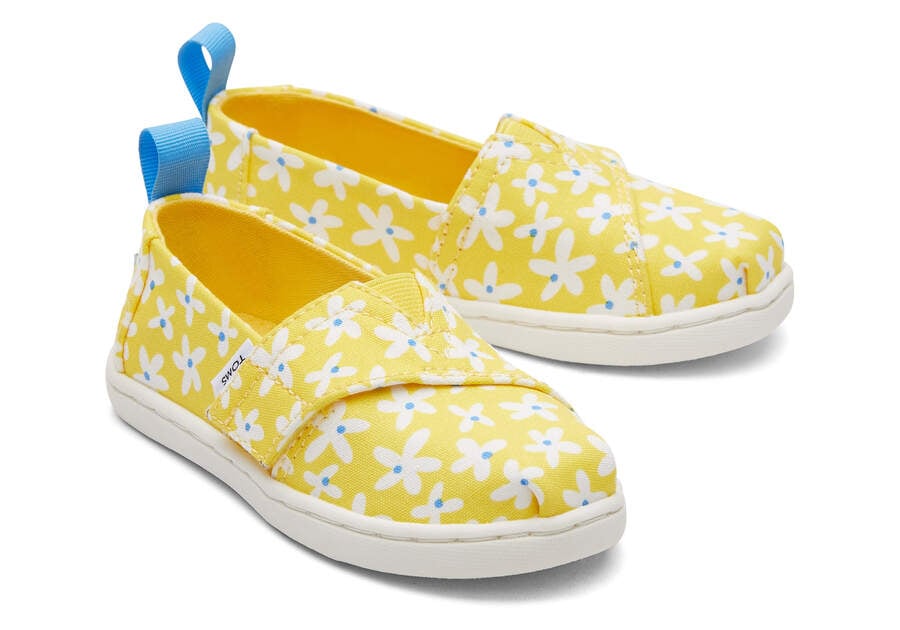Toms Tiny Alpargata Sun Daisies スリップオン キッズ 黄色 | Toms アウトレット店舗 41TJFHKGB