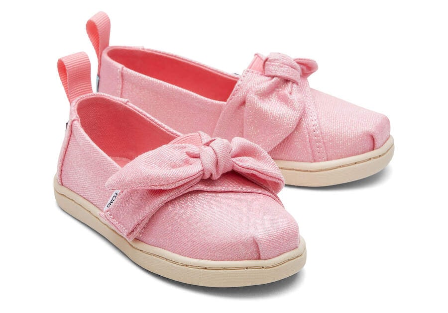 Toms Tiny Alpargata Twill Glimmer Bow スリップオン キッズ ピンク | Toms アウトレット店舗 40MBSCHKO
