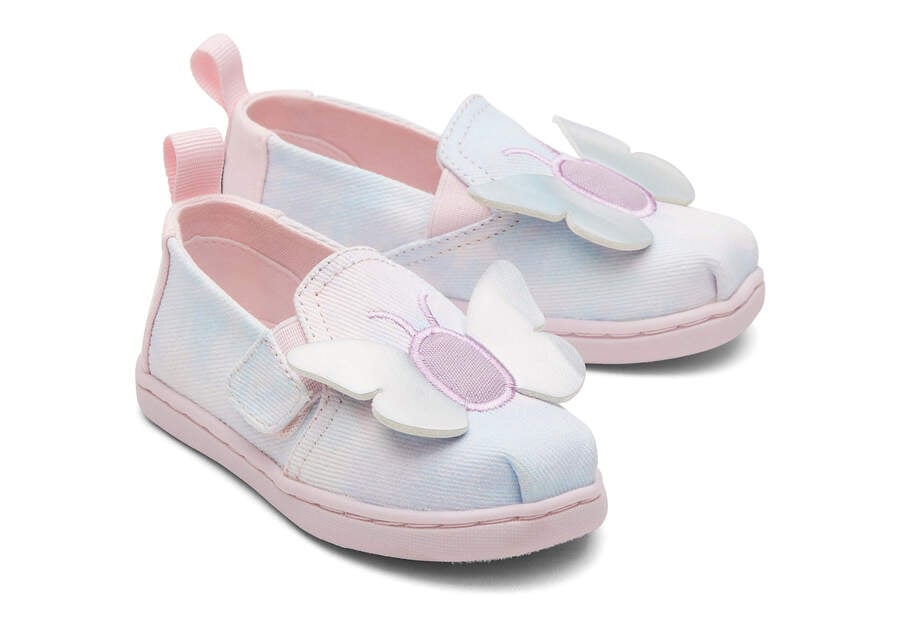 Toms Tiny Alpargata Twin Gore Tie Dye Twill Butterfly スリップオン キッズ ピンク | Toms アウトレット店舗 87IRDOFJE