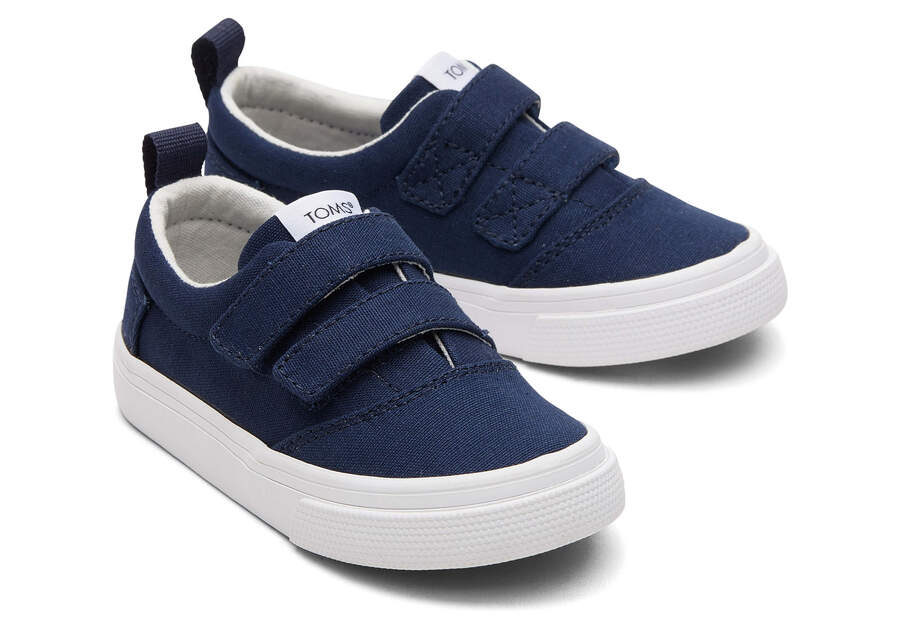 Toms Tiny Fenix Double Strap Canvas スリップオン キッズ ネイビー | Toms アウトレット店舗 83HGTOZEX
