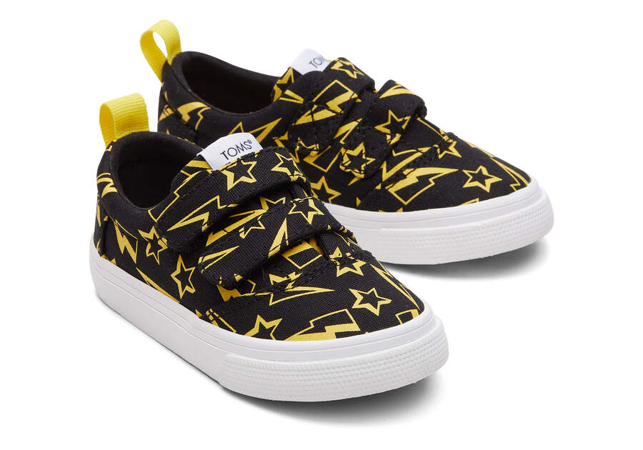 Toms Tiny Fenix Double Strap Lightning Bolts スニーカー キッズ 黒 | Toms アウトレット店舗 81EMQBCYH