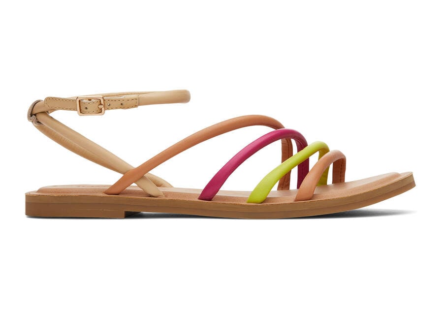 Toms Willa レザーサンダル レディース ブラウン 緑 赤 | Toms アウトレット店舗 48NHTIMOR