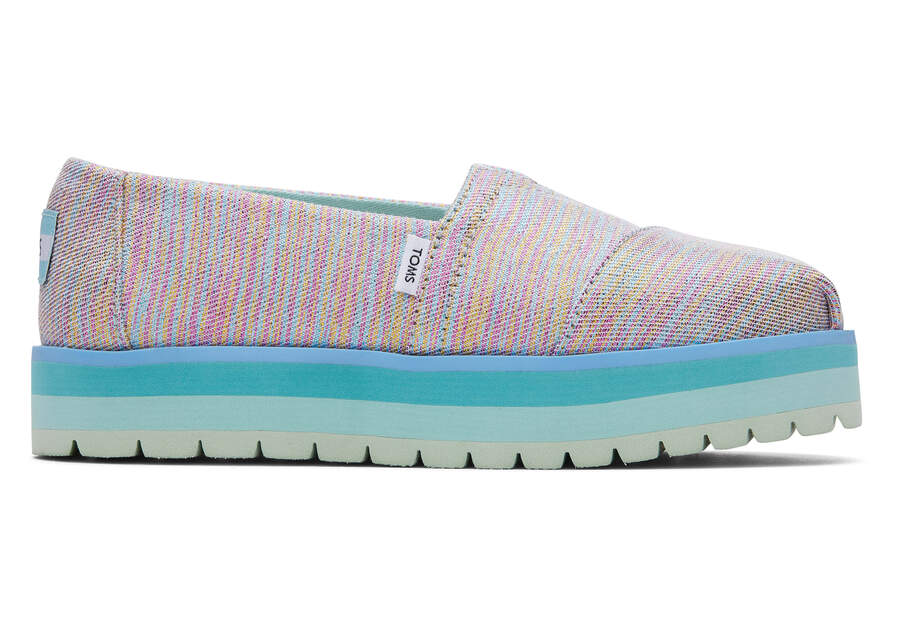 Toms Youth Alp Platform Twill Glimmer スリップオン キッズ グレー | Toms アウトレット店舗 57UDIWENH