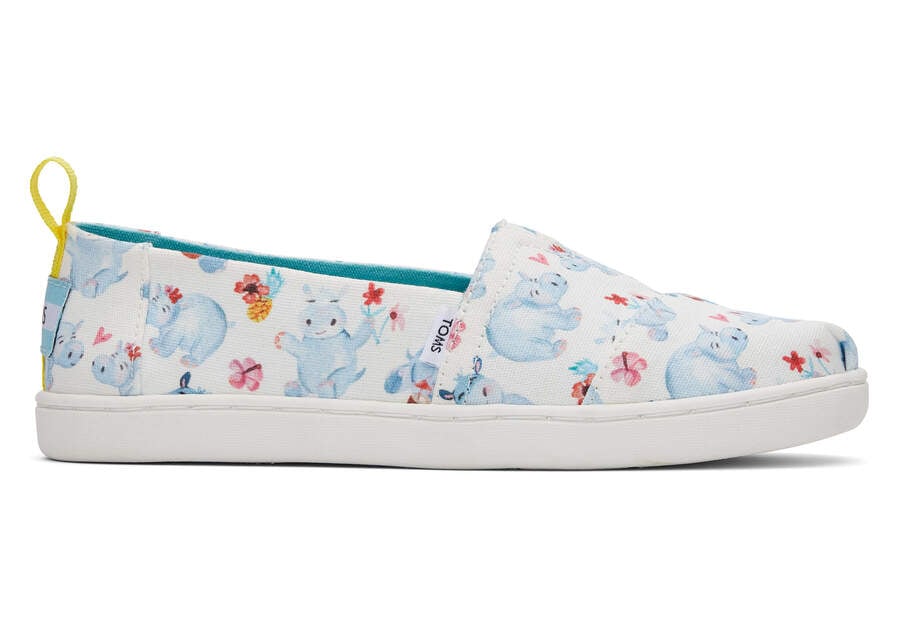 Toms Youth Alpargata Summer Hippos スリップオン キッズ 白 | Toms アウトレット店舗 51XKBDJZN