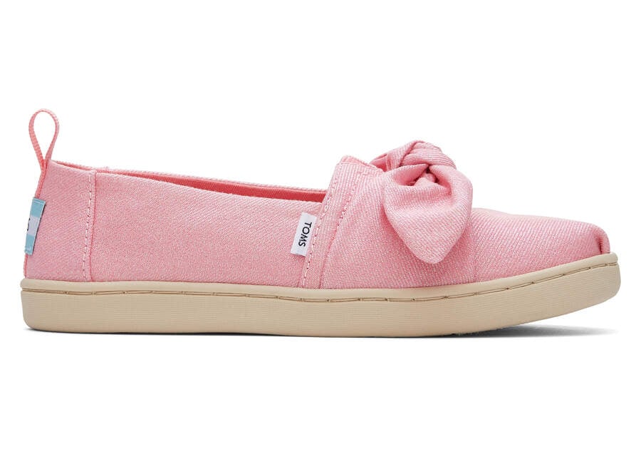 Toms Youth Alpargata Twill Glimmer Bow スリップオン キッズ ピンク | Toms アウトレット店舗 96XZMHATR